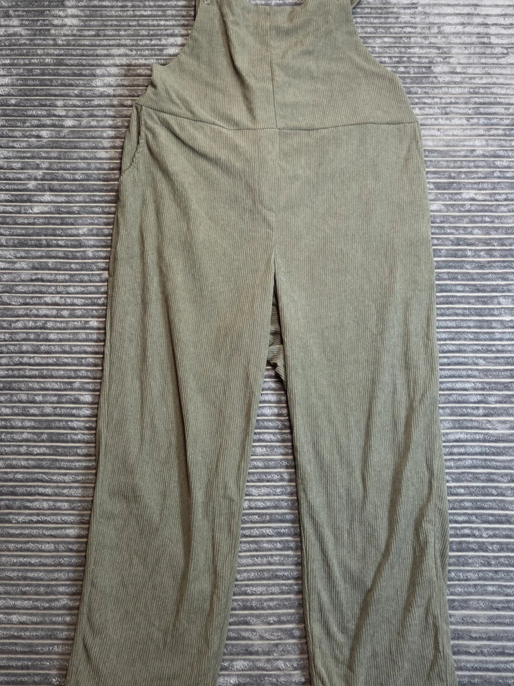 Olive Green Ribbed Overalls